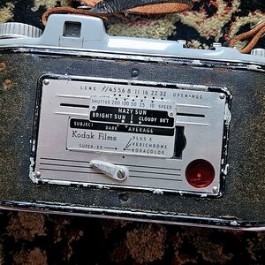 Vintage midcentury Kodak film camera with fold out lens and faceplate As Is